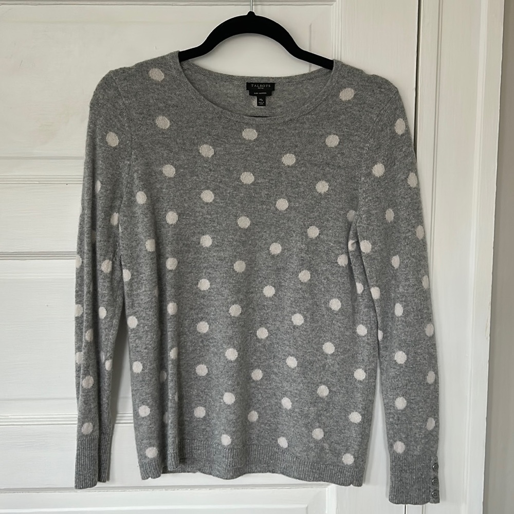 Talbots Grey Polka Dot Cashmere Sweater